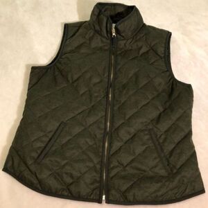Quilted Vest in Olive Green L